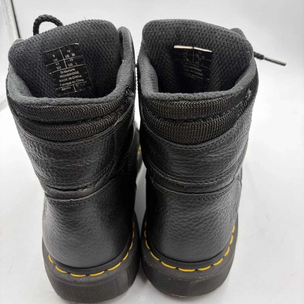 Dr. Martens Industrial Work Boots Men US 10 M Black Leather Soft Toe Ironbridge